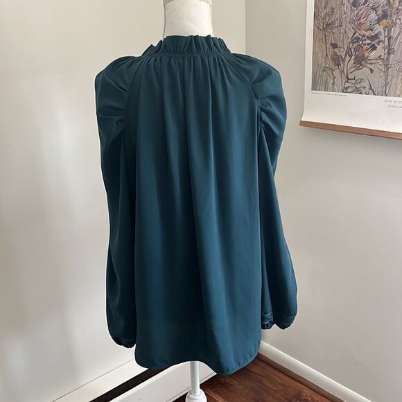 Brochu Walker teal puff sleeve Blouse medium - Picture 4 of 4